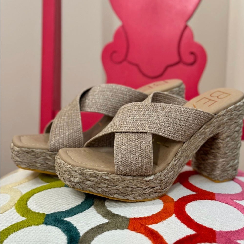 Matisse Caravan Platform Heel in Woven Taupe